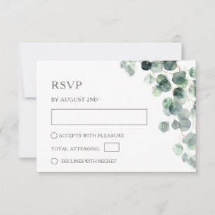 Watercolor Eucalyptus Leaves Wedding RSVP Card