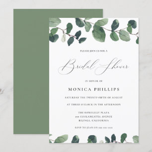 Watercolor Eucalyptus Modern Bridal Shower Invitation