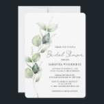 Watercolor Eucalyptus Modern Script Bridal Shower Invitation<br><div class="desc">Watercolor Bridal Shower Eucalyptus Script Floral Invitation with a modern minimalist botanical design on a white background with popular typography you can easily edit. TIP: Check out below for other wedding and pre wedding preparation events items including bridal shower invitations, thank you cards, champagne labels etc collection suite for this...</div>