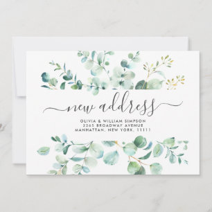 Watercolor Eucalyptus Moving Announcement Card