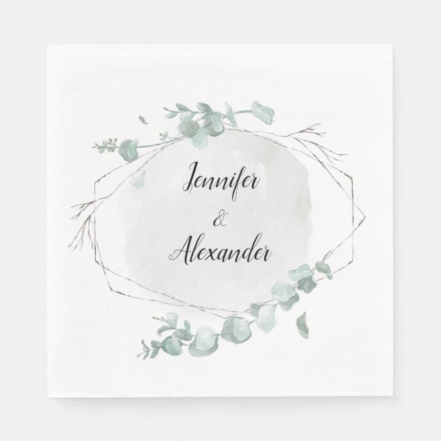 Watercolor Eucalyptus Napkin (Front)