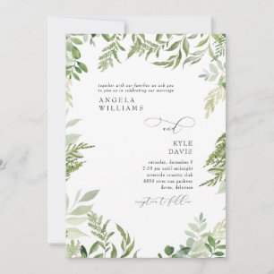 Watercolor Eucalyptus No Parents Wedding Invitation