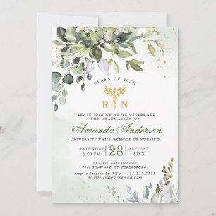 Watercolor Eucalyptus Nursing School Graduation Invitation