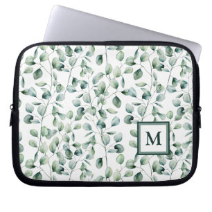 Watercolor Eucalyptus Pattern Laptop Sleeve