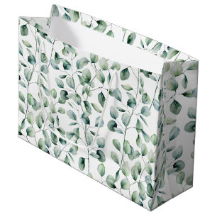 Watercolor Eucalyptus Pattern Large Gift Bag