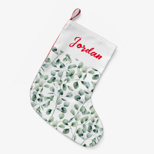 Watercolor Eucalyptus Pattern Small Christmas Stocking