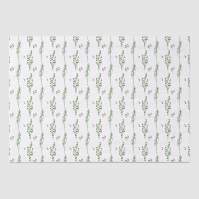 Watercolor Eucalyptus Pattern Tissue Paper (Front)