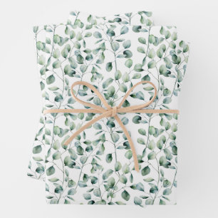 Watercolor Eucalyptus Pattern Wrapping Paper Sheet
