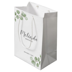 Watercolor Eucalyptus Personalized Bridesmaid Name Medium Gift Bag