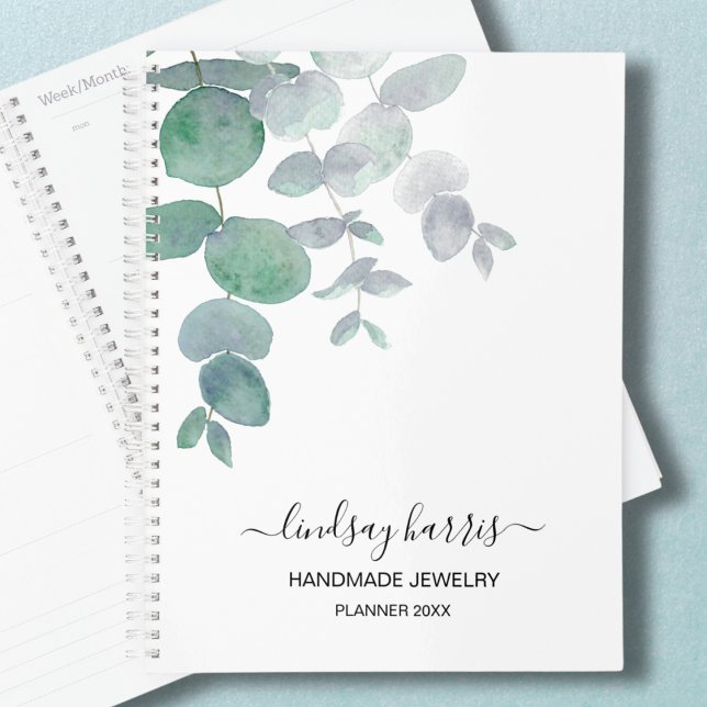 Watercolor Eucalyptus Personalized Jeweller 2025 Planner (Creator Uploaded)