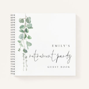 Watercolor Eucalyptus Retirement Party Guest Book
