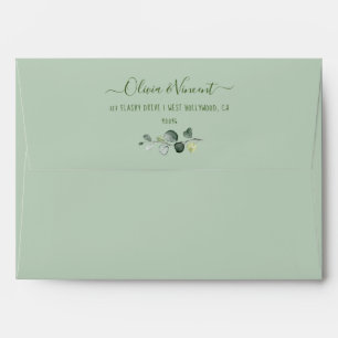 Watercolor Eucalyptus Return Address DIY Colour Envelope