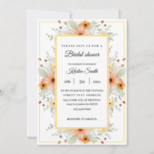 Watercolor Eucalyptus Rose BRIDAL SHOWER Invitation