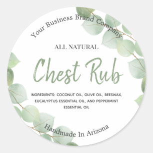 Watercolor Eucalyptus Rub Ointment Product Label
