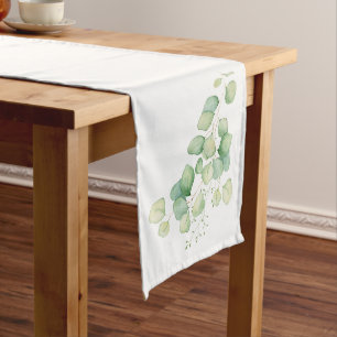 Watercolor Eucalyptus Rustic Style Wedding Medium Table Runner