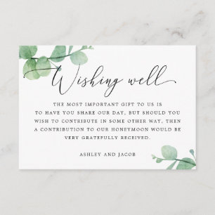 Watercolor eucalyptus script wedding wishing well enclosure card