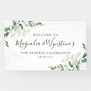 Watercolor Eucalyptus Vow Renewal Welcome Banner