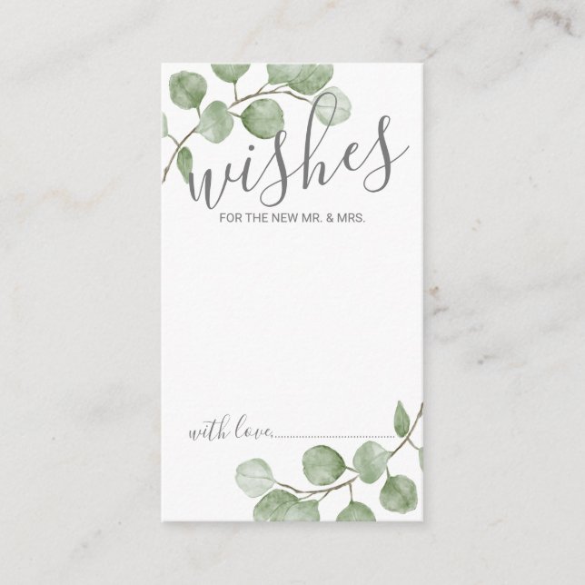 Watercolor Eucalyptus Wedding Advice and Wishes (Front)