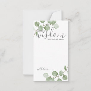 Watercolor Eucalyptus Wedding Advice and Wishes Card