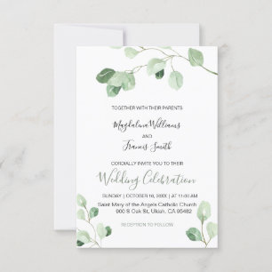 watercolor eucalyptus wedding invitation