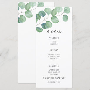 Watercolor Eucalyptus - Wedding Menu