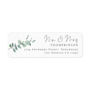 Watercolor Eucalyptus Wedding Return Name Address