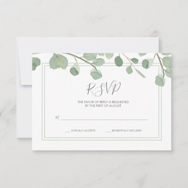 Watercolor Eucalyptus Wedding RSVP Card (Front)
