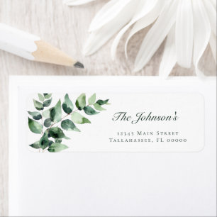 Watercolor Eucalyptus Wedding White Address