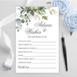 Watercolor Eucalyptus Wishes & Advice Card<br><div class="desc">Watercolor Eucalyptus Wishes & Advice Card.
Personalize with the bride to be's name and date of shower. 
For further customization,  please click the "customize further" link. If you need help,  contact me please.</div>