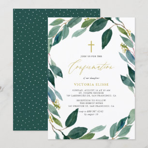 Watercolor Eucalyptus Wreath Confirmation Invitation