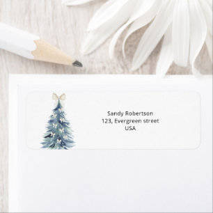 Watercolor evergreen pine tree with bows