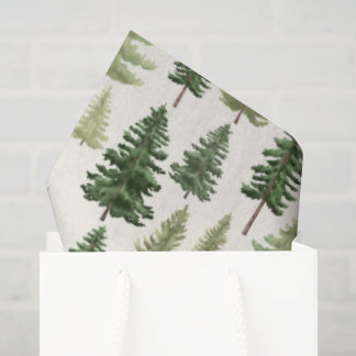 Watercolor evergreen pine trees for Christmas Tissue Paper