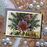 Watercolor Evergreen Pinecone Floral Christmas Foil Holiday Card<br><div class="desc">Watercolor Evergreen Pinecone Floral Christmas</div>