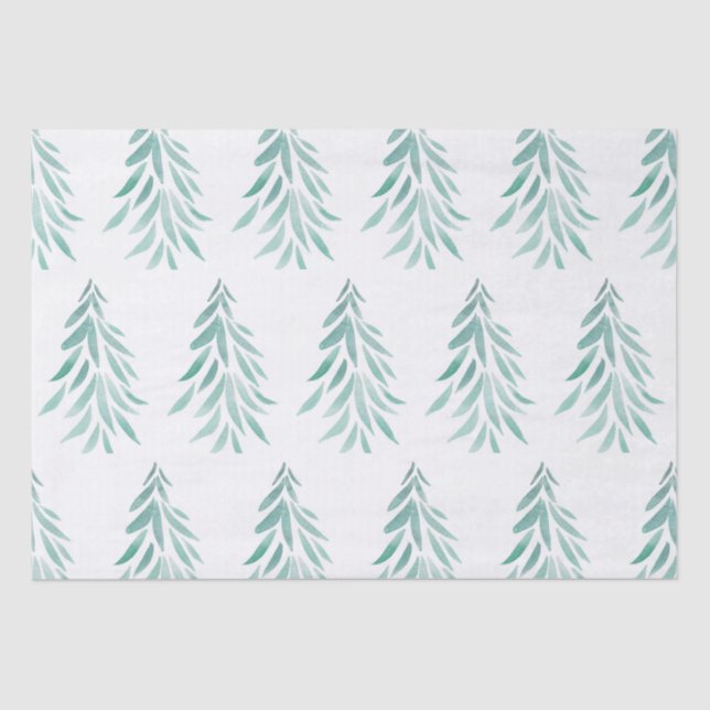 Watercolor Evergreen Trees Brushstrokes 3 Tissue Paper (Front)