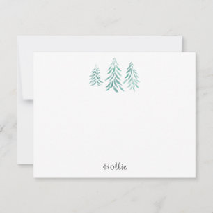 Watercolor Evergreen Trees Brushstrokes Card