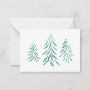 Watercolor Evergreen Trees Brushstrokes Card