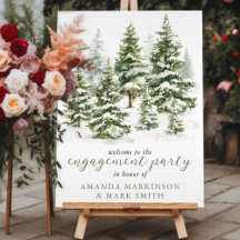 Watercolor Evergreen Winter Engagement Party