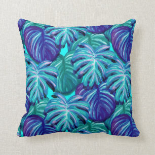 Watercolor Exotic Leaves Throw Pillow