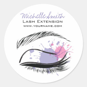 Watercolor eye eyelashes Lash extension icon Classic Round Sticker