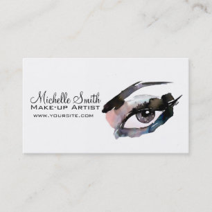 Watercolor eyes lash extension makeup branding business card