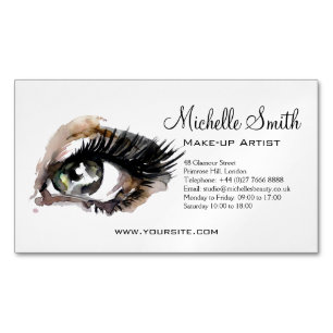Watercolor eyes lash extension makeup branding Magnetic business card