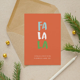 Watercolor Fa La La Red Holiday Christmas Card