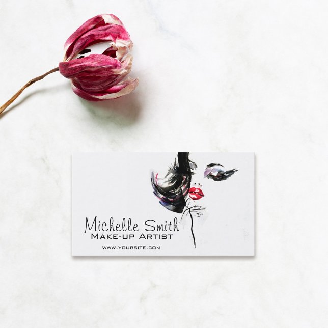 Watercolor face makeup artist branding business card (Creator Uploaded)