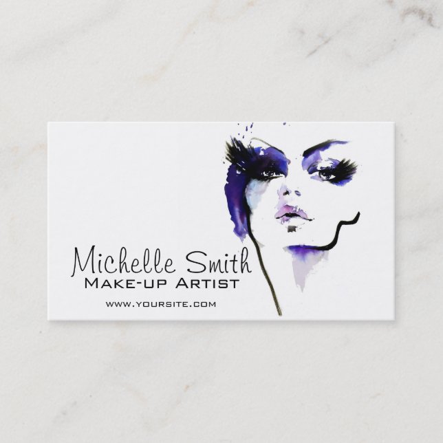 Watercolor face makeup artist branding business card (Front)