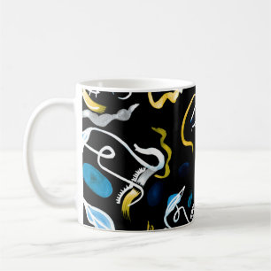 Watercolor faces and geometric shapes abstract ill coffee mug