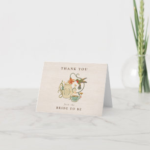 Watercolor Faecore floral Tea Party Bridal Shower Thank You Card