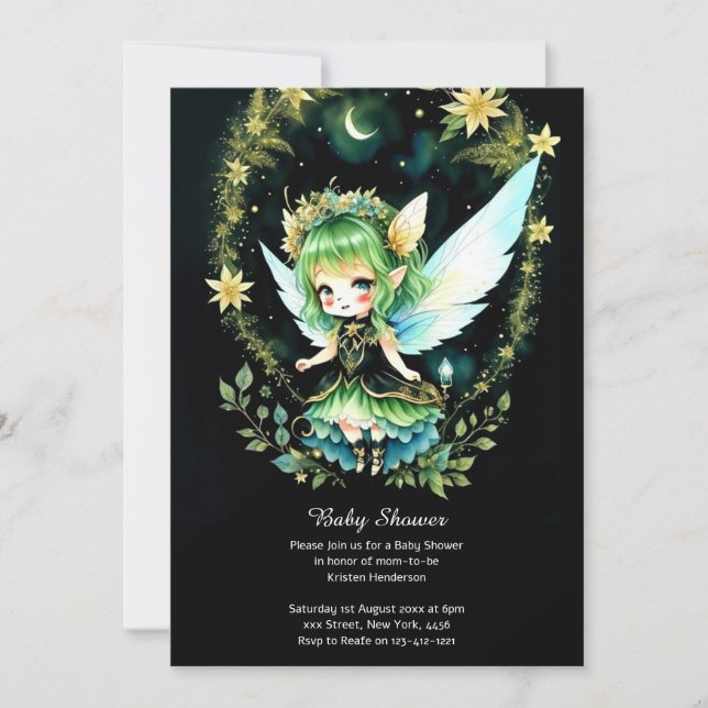 Watercolor Fairy Baby Shower Invitation (Front)