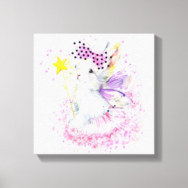 Watercolor Fairy Bunny Canvas Print (Front)