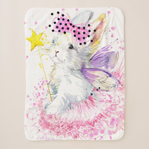 Watercolor Fairy Bunny Sherpa Blanket