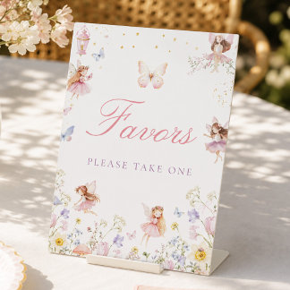 Watercolor Fairy First Birthday Favours Sign